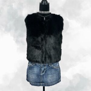 Sans Souci Black Faux Fur Gothic Chic Fuzzy Vest